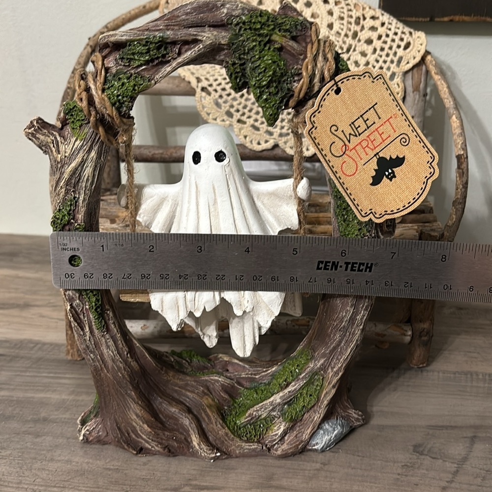 LAST ONE! SWEET STREET Ghost on Tree Swing Halloween Tabletop DecorNEW VIRAL - Picture 8 of 10